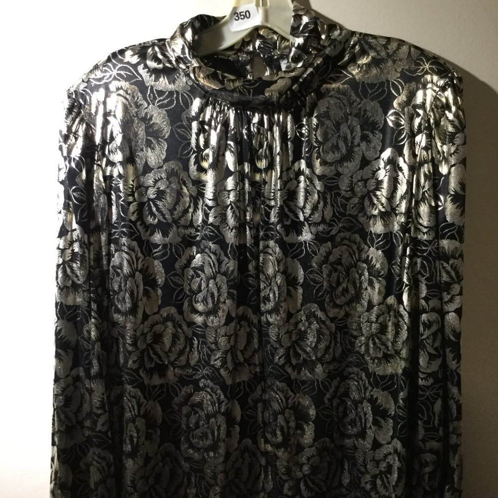 Holiday Sparkles Top - Black and Silver - Long Sleeved - Size 10